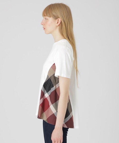 BLUE LABEL CRESTBRIDGE（ブルーレーベルクレストブリッジ）の「【一部店舗限定】サイドチェックスムースカットソー（Tシャツ/カットソー・レディース・ブラック/オフホワイト・40/38）」の5枚目の写真