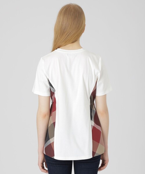 BLUE LABEL CRESTBRIDGE（ブルーレーベルクレストブリッジ）の「【一部店舗限定】サイドチェックスムースカットソー（Tシャツ/カットソー・レディース・ブラック/オフホワイト・40/38）」の6枚目の写真