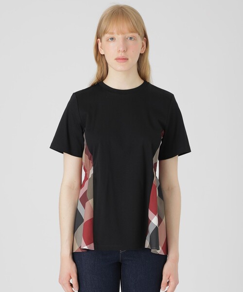 BLUE LABEL CRESTBRIDGE（ブルーレーベルクレストブリッジ）の「【一部店舗限定】サイドチェックスムースカットソー（Tシャツ/カットソー・レディース・ブラック/オフホワイト・40/38）」の9枚目の写真