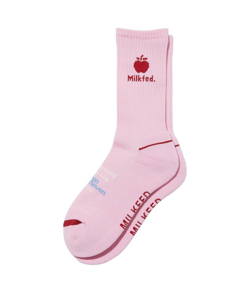 MILKFED.(ミルクフェド)の「APPLE LOGO SOCKS(ソックス/靴下・レディース・オフホワイト/ピンク/ブラック・ONE SIZE)」の3枚目の写真