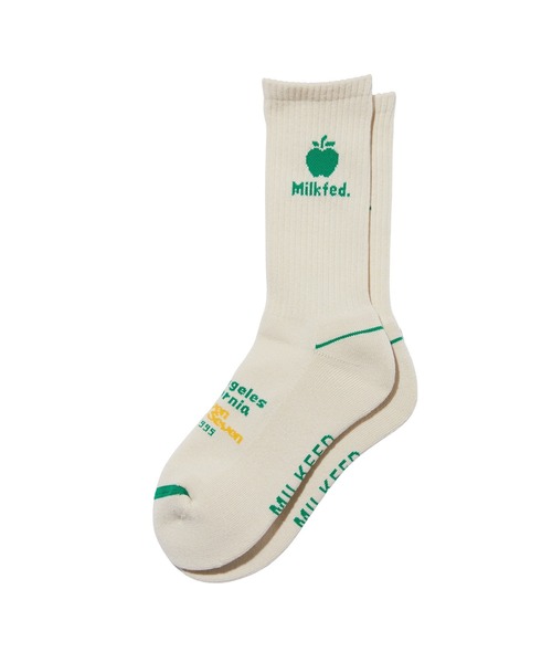 MILKFED.(ミルクフェド)の「APPLE LOGO SOCKS(ソックス/靴下・レディース・オフホワイト/ピンク/ブラック・ONE SIZE)」の4枚目の写真