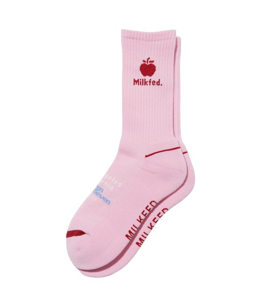 MILKFED.(ミルクフェド)の「APPLE LOGO SOCKS(ソックス/靴下・レディース・オフホワイト/ピンク/ブラック・ONE SIZE)」の6枚目の写真