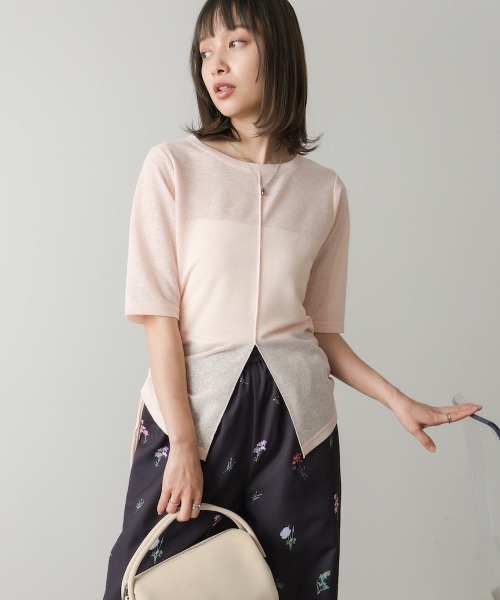 Bab(バブ)の「シアーリボンヘムスリットトップス(Tシャツ/カットソー・レディース・ライトピンク/アイボリー/ブラック・FREE)」の21枚目の写真