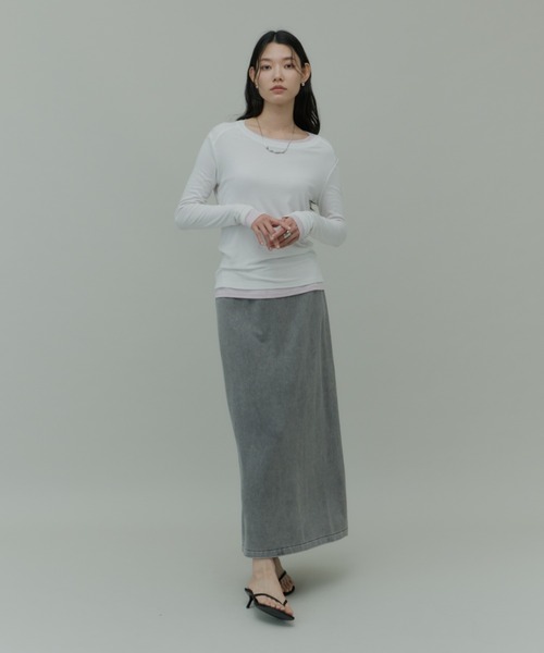 Plumel(プルメル)の「Over Dye Cut Long Skirt / オーバーダイカットロングスカート(スカート・レディース・ブラウン/グレー・MEDIUM)」の21枚目の写真