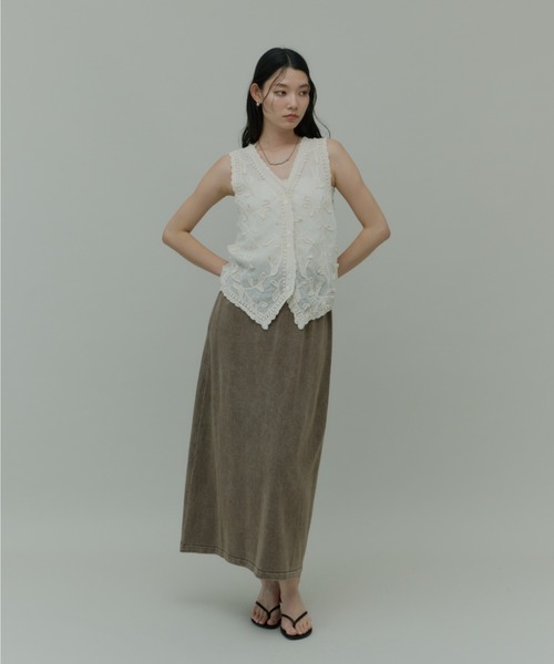 Plumel(プルメル)の「Over Dye Cut Long Skirt / オーバーダイカットロングスカート(スカート・レディース・ブラウン/グレー・MEDIUM)」の12枚目の写真