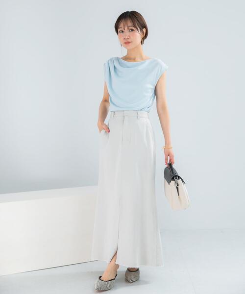 URBAN RESEARCH ROSSO WOMEN（アーバンリサーチ　ロッソ）の「テンセルデニムロングスカート（スカート・レディース・グレー/アイボリー・36/38）」の5枚目の写真
