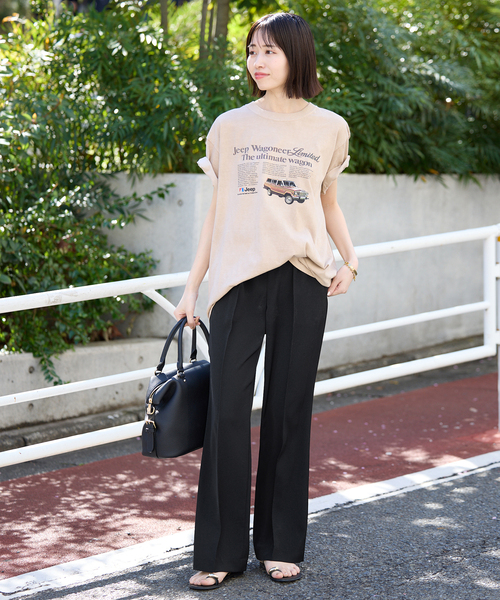 SLOBE IENA(スローブイエナ)の「《WEB限定/4サイズ展開/追加》ピンタックセミフレアパンツ(その他パンツ・レディース・ブラック・38/36/34/40)」の8枚目の写真