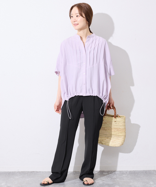 SLOBE IENA(スローブイエナ)の「《WEB限定/4サイズ展開/追加》ピンタックセミフレアパンツ(その他パンツ・レディース・ブラック・38/36/34/40)」の15枚目の写真