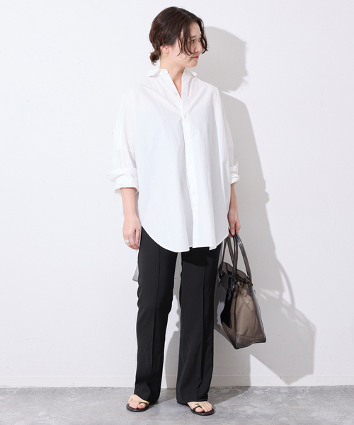 SLOBE IENA(スローブイエナ)の「《WEB限定/4サイズ展開/追加》ピンタックセミフレアパンツ(その他パンツ・レディース・ブラック・38/36/34/40)」の18枚目の写真