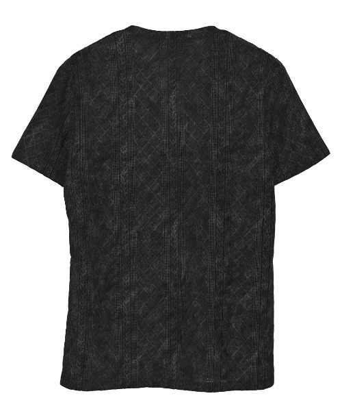 CavariA(キャバリア)の「『CavariA/キャバリア』汚し加工格子ケーブル半袖VネックTEE(Tシャツ/カットソー・メンズ・ネイビー/グレー/ブラック・XL/L/M)」の11枚目の写真