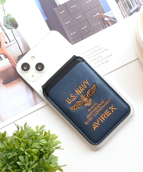 AVIREX（アヴィレックス）の「アヴィレックス MagSafe 対応 カードケース [刺繍]（スマホグッズ・メンズ・ネイビー/グレー/ブラック・ONE SIZE）」の10枚目の写真