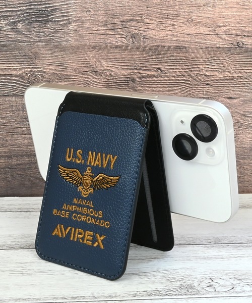 AVIREX（アヴィレックス）の「アヴィレックス MagSafe 対応 カードケース [刺繍]（スマホグッズ・メンズ・ネイビー/グレー/ブラック・ONE SIZE）」の15枚目の写真
