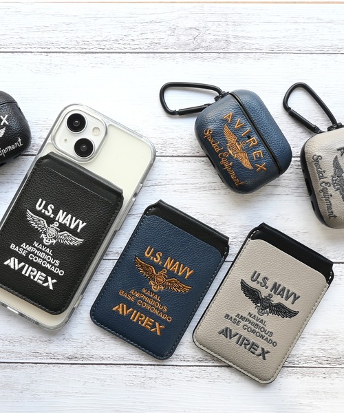 AVIREX（アヴィレックス）の「アヴィレックス MagSafe 対応 カードケース [刺繍]（スマホグッズ・メンズ・ネイビー/グレー/ブラック・ONE SIZE）」の11枚目の写真