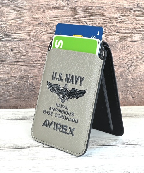 AVIREX（アヴィレックス）の「アヴィレックス MagSafe 対応 カードケース [刺繍]（スマホグッズ・メンズ・ネイビー/グレー/ブラック・ONE SIZE）」の13枚目の写真