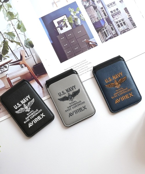 AVIREX（アヴィレックス）の「アヴィレックス MagSafe 対応 カードケース [刺繍]（スマホグッズ・メンズ・ネイビー/グレー/ブラック・ONE SIZE）」の5枚目の写真