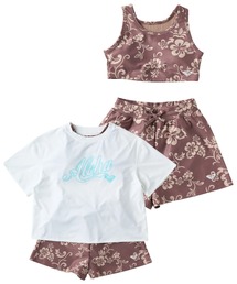 ROXY（ロキシー）の「ROXY キッズ MINI HIBISCUS COVE 水着ラッシュTシャツ3点セット/UVカット/EASY DRY 【2026年夏モデル】/ロキシー（水着）」