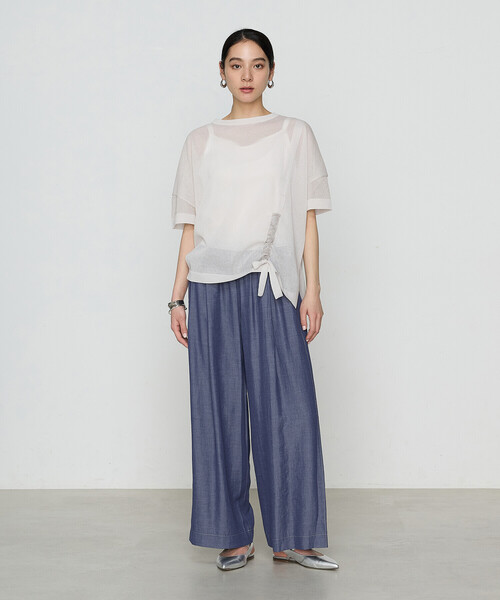Gabardine K.T(ギャバジンケーティー)の「オーガニックコットン×リサイクルPe ドローストリングシアーセーター(ニット/セーター・レディース・チャコール・9号)」の20枚目の写真