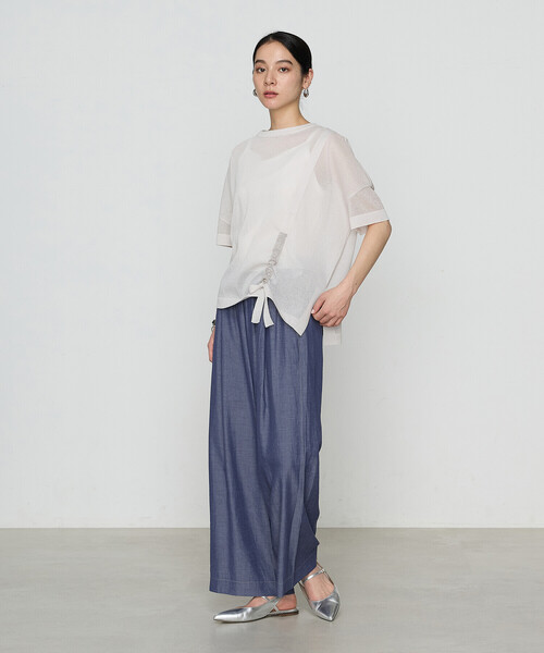 Gabardine K.T(ギャバジンケーティー)の「オーガニックコットン×リサイクルPe ドローストリングシアーセーター(ニット/セーター・レディース・チャコール・9号)」の19枚目の写真