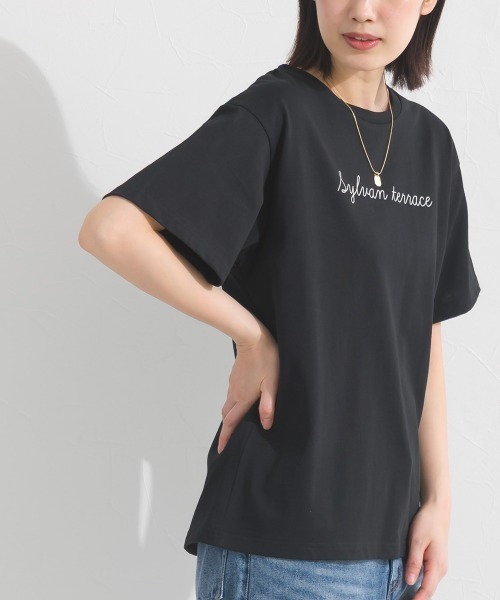 OMNES(オムネス)の「きれいめロゴプリント半袖Tシャツ(Tシャツ/カットソー・レディース・アイボリー/サックスブルー/ネイビー/ブラック・FREE)」の16枚目の写真