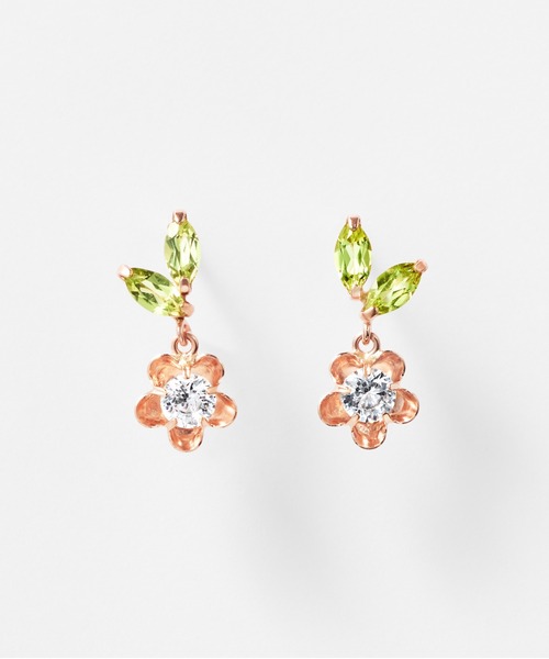 Jewel closet by L&Co.(ジュエルクローゼットバイエルアンドコー)の「K10 フラワー モチーフ ピアス(ピアス(両耳用)・レディース・ピンクゴールド/ホワイトゴールド・FREE)」の2枚目の写真