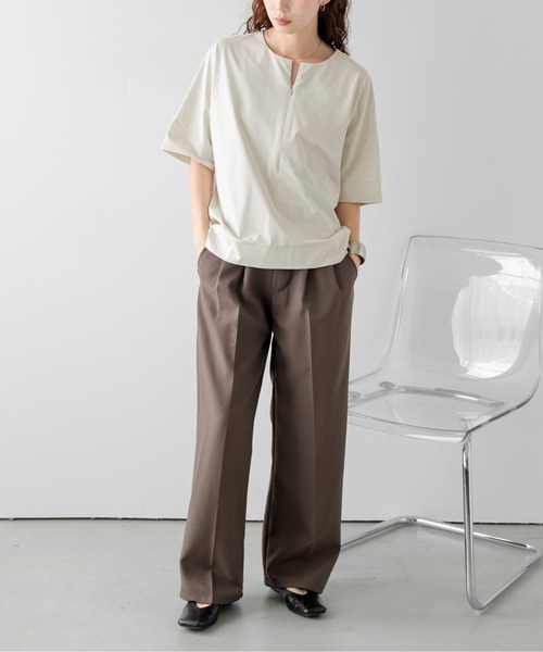Lajour(ラジュール)の「ハーフジップコクーントップス(Tシャツ/カットソー・レディース・グレー/ホワイト/ベージュ/ブラック・フリー)」の10枚目の写真