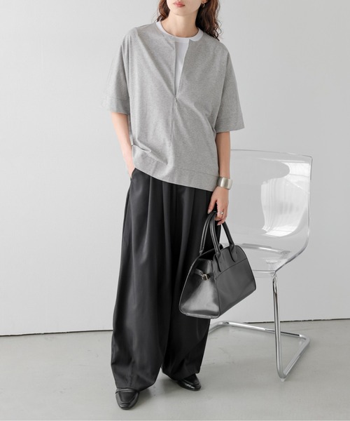 Lajour(ラジュール)の「ハーフジップコクーントップス(Tシャツ/カットソー・レディース・グレー/ホワイト/ベージュ/ブラック・フリー)」の19枚目の写真