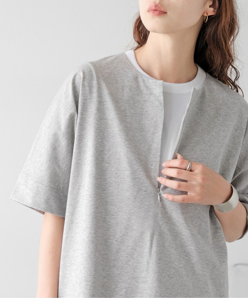 Lajour(ラジュール)の「ハーフジップコクーントップス(Tシャツ/カットソー・レディース・グレー/ホワイト/ベージュ/ブラック・フリー)」の18枚目の写真