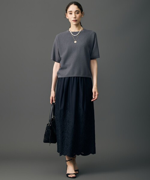 自由区（ジユウク）の「シアーメッシュニット Tシャツ（ニット/セーター・レディース・黄土色系/アイボリー系・32）」の15枚目の写真