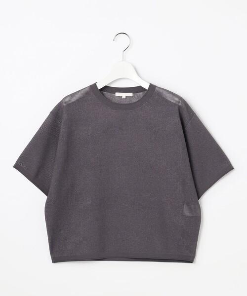 自由区（ジユウク）の「シアーメッシュニット Tシャツ（ニット/セーター・レディース・黄土色系/アイボリー系・32）」の3枚目の写真
