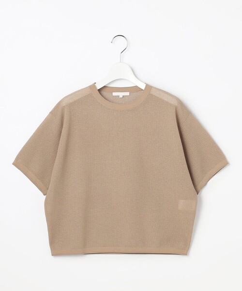 自由区（ジユウク）の「シアーメッシュニット Tシャツ（ニット/セーター・レディース・黄土色系/アイボリー系・32）」の4枚目の写真