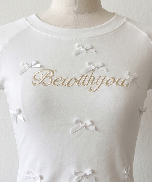 Kuroba（クロバ）の「ロゴ刺繍リボンクロップド丈Tシャツ（Tシャツ/カットソー・レディース・オフホワイト/ブラック・M/L）」の11枚目の写真