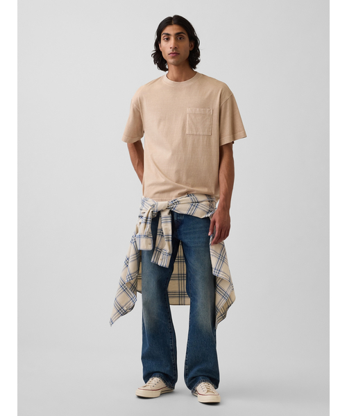 GAP（ギャップ）の「オーバーサイズ クロップド ポケットTシャツ（Tシャツ/カットソー・メンズ・ベージュ/グリーン/ブラック/オフホワイト・XS/M/XL/S/L）」の5枚目の写真