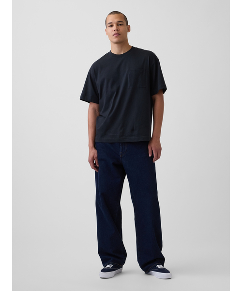 GAP（ギャップ）の「オーバーサイズ クロップド ポケットTシャツ（Tシャツ/カットソー・メンズ・ベージュ/グリーン/ブラック/オフホワイト・XS/M/XL/S/L）」の6枚目の写真