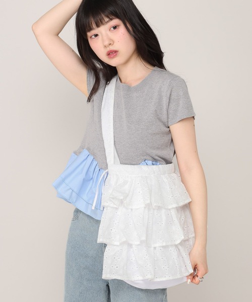 Heather(ヘザー)の「コットンフリルBAG 1044890(ショルダーバッグ・レディース・ブラック/アイボリー・ONE SIZE)」の2枚目の写真