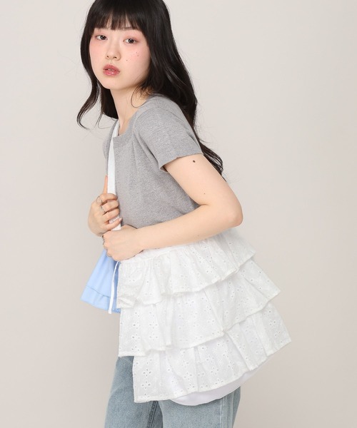 Heather(ヘザー)の「コットンフリルBAG 1044890(ショルダーバッグ・レディース・ブラック/アイボリー・ONE SIZE)」の3枚目の写真