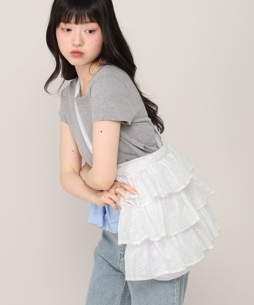 Heather(ヘザー)の「コットンフリルBAG 1044890(ショルダーバッグ・レディース・ブラック/アイボリー・ONE SIZE)」の4枚目の写真