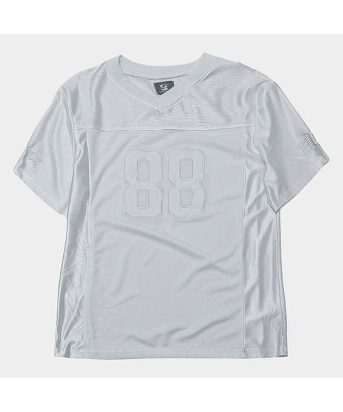 SOME PLACE（サムプレイス）の「アプリケパッチポイントグロッシーカジュアルオーバーサイズユニフォーム半袖Tシャツ_2COLOR（Tシャツ/カットソー・レディース・ホワイト/ブラック・FREE）」の2枚目の写真