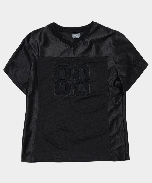SOME PLACE（サムプレイス）の「アプリケパッチポイントグロッシーカジュアルオーバーサイズユニフォーム半袖Tシャツ_2COLOR（Tシャツ/カットソー・レディース・ホワイト/ブラック・FREE）」の4枚目の写真