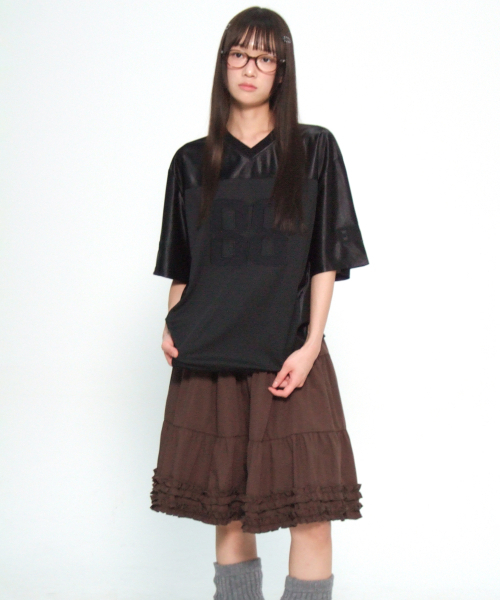 SOME PLACE（サムプレイス）の「アプリケパッチポイントグロッシーカジュアルオーバーサイズユニフォーム半袖Tシャツ_2COLOR（Tシャツ/カットソー・レディース・ホワイト/ブラック・FREE）」の6枚目の写真