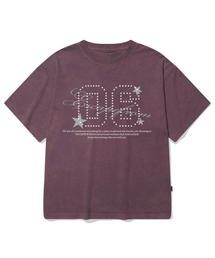 スタライン06プリントオーバーサイズピグメント半袖Tシャツバイオレット