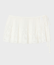 Pia Lace Short Wrap Skirt (White)