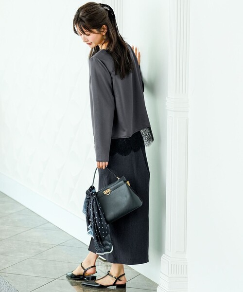 ANY SIS(エニィスィス)の「レース付きサテン ブラウス(シャツ/ブラウス・レディース・グレー系/ホワイト系・X-LARGE)」の5枚目の写真