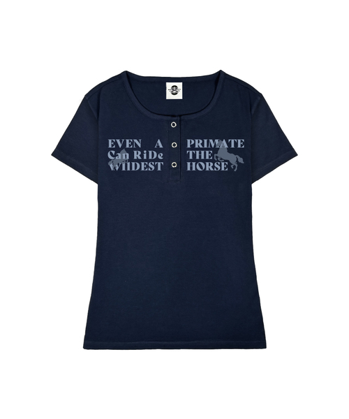 PRIMATE（プライメイト）の「HOOF UネックスリムフィットボタンTシャツ 3 COLORS（Tシャツ/カットソー・レディース・ホワイト/ブラック/ネイビー・SMALL/MEDIUM）」の3枚目の写真