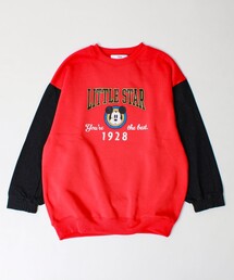 GLOSTER | 【MICKEY/ミッキー】裏起毛クルーネックトレーナー 袖デニム(スウェット)