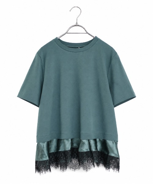 Marilyn Moon(マリリンムーン)の「eyelash lace hem cut-sew(Tシャツ/カットソー・レディース・ブラック/ホワイト/グリーン・FREE)」の3枚目の写真