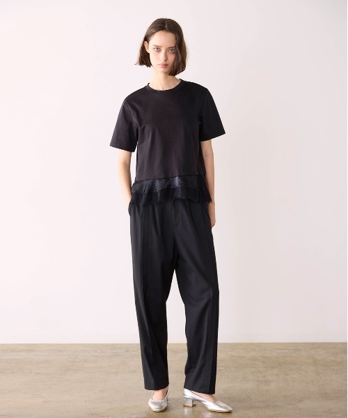 Marilyn Moon(マリリンムーン)の「eyelash lace hem cut-sew(Tシャツ/カットソー・レディース・ブラック/ホワイト/グリーン・FREE)」の5枚目の写真