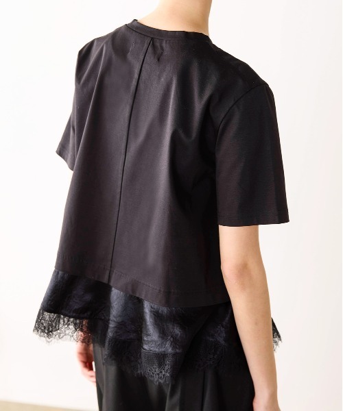 Marilyn Moon(マリリンムーン)の「eyelash lace hem cut-sew(Tシャツ/カットソー・レディース・ブラック/ホワイト/グリーン・FREE)」の6枚目の写真