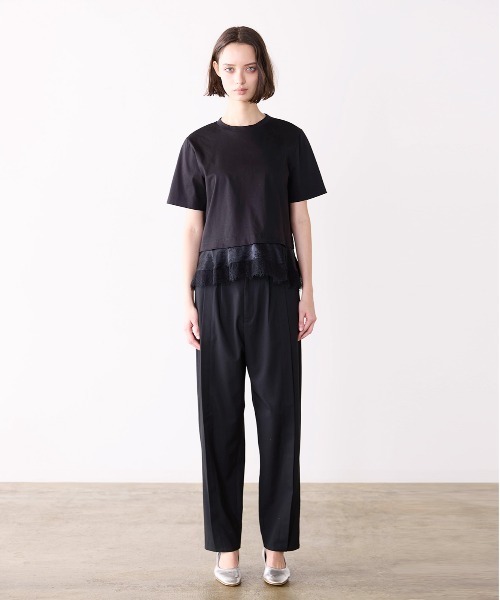 Marilyn Moon(マリリンムーン)の「eyelash lace hem cut-sew(Tシャツ/カットソー・レディース・ブラック/ホワイト/グリーン・FREE)」の9枚目の写真