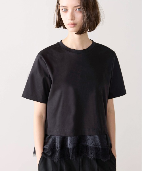 Marilyn Moon(マリリンムーン)の「eyelash lace hem cut-sew(Tシャツ/カットソー・レディース・ブラック/ホワイト/グリーン・FREE)」の8枚目の写真