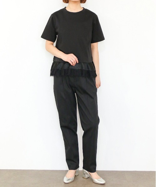 Marilyn Moon(マリリンムーン)の「eyelash lace hem cut-sew(Tシャツ/カットソー・レディース・ブラック/ホワイト/グリーン・FREE)」の14枚目の写真